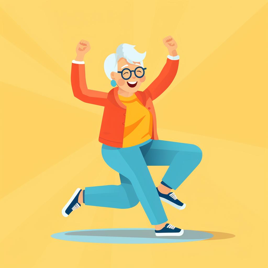 Elderly person dancing for aerobic exercise