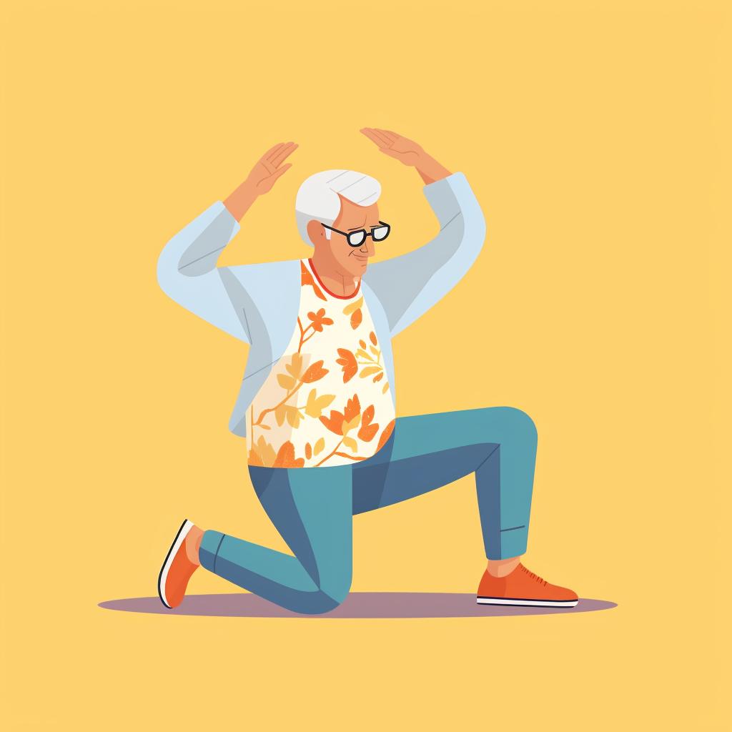 Elderly person doing gentle stretching for cool down