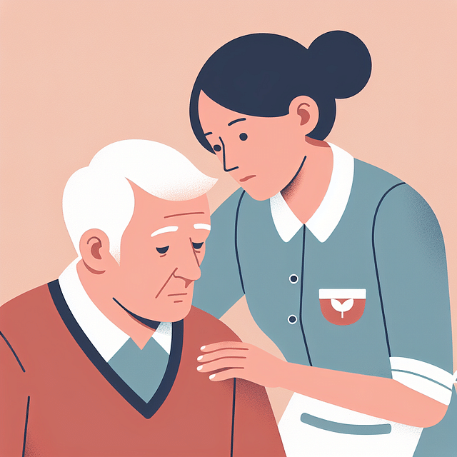 Caregiver observing an elderly person