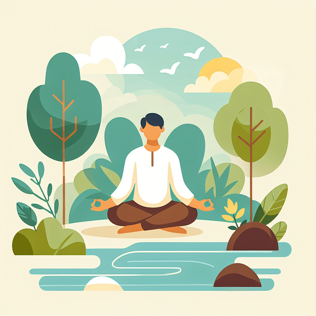 person meditating peacefully in nature