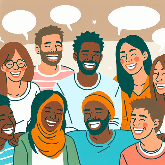 group of friends laughing together