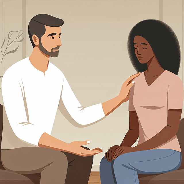 compassionate therapist comforting a patient