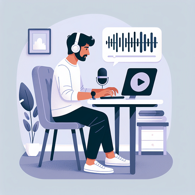 person transcribing an audio recording onto a computer