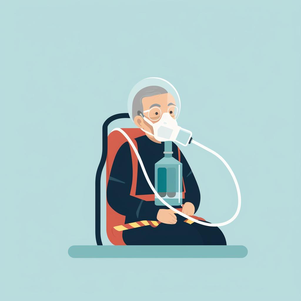 Elderly person with oxygen mask